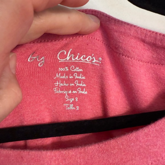 Chico's Size XL Pink Cotton Boat Neck Short Sleeve T Shirt Top Casual Everyday - Picture 2 of 8